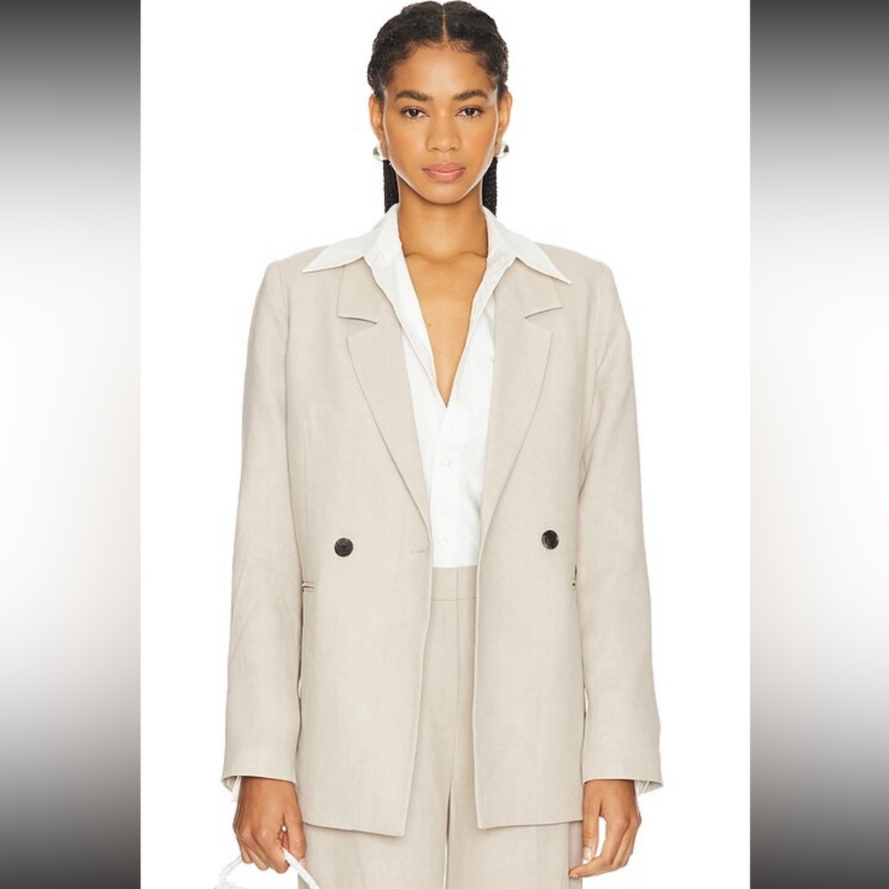 ANINE BING Diana Blazer Beige Taupe Wool Blend Oversized Double Breasted Size‎ M